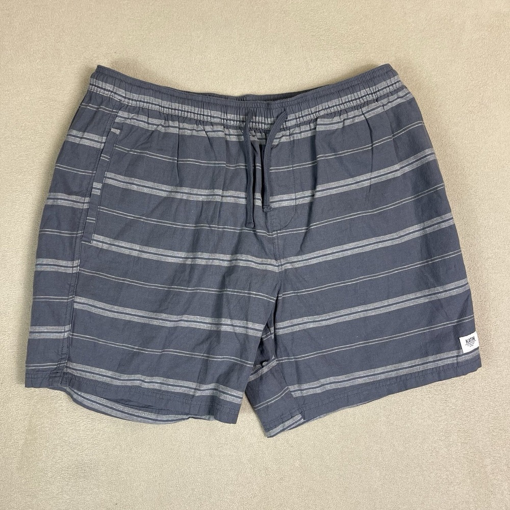 Katin Shorts Mens XL Gray Striped Hybrid Board Shorts Adult‎